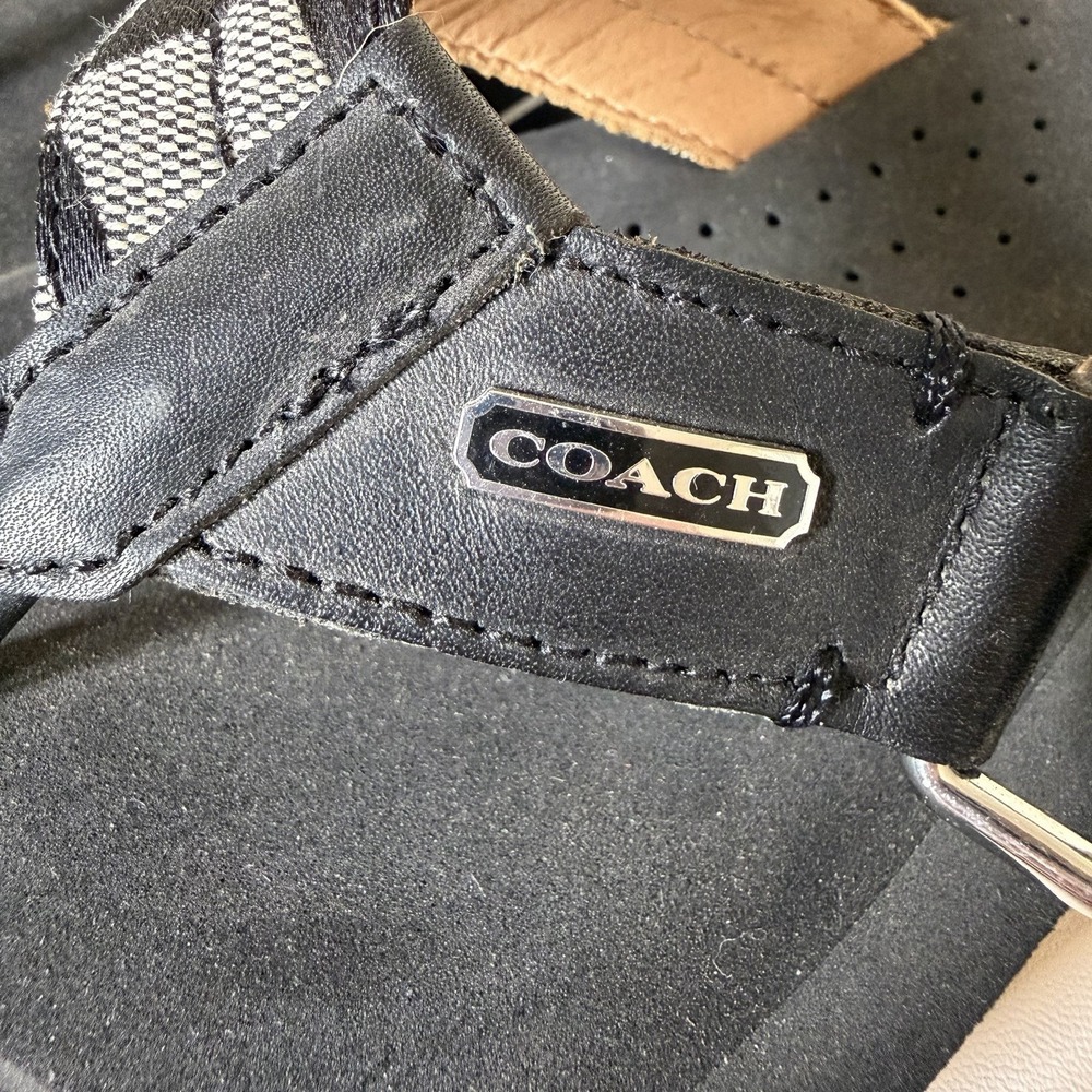 Coach Women's Signature Sandals Flip Flops Black Size 7 NEW! Worn Once! Designer - Picture 5 of 7